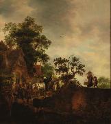 Isaac van Ostade Travellers Halting at an Inn oil painting reproduction